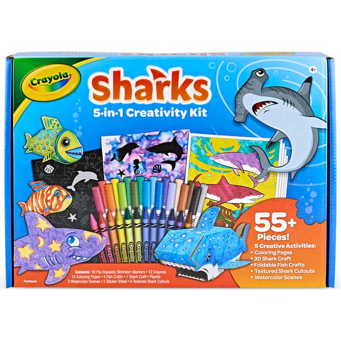 Sharks 5-in-1 Creativity Kit. front view.