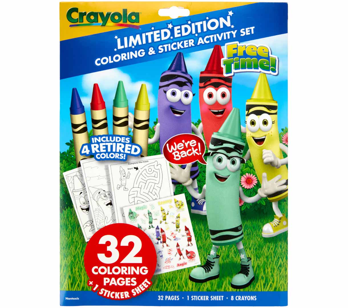 Limited Edition Coloring & Sticker Activity Set. Free Time. front view.