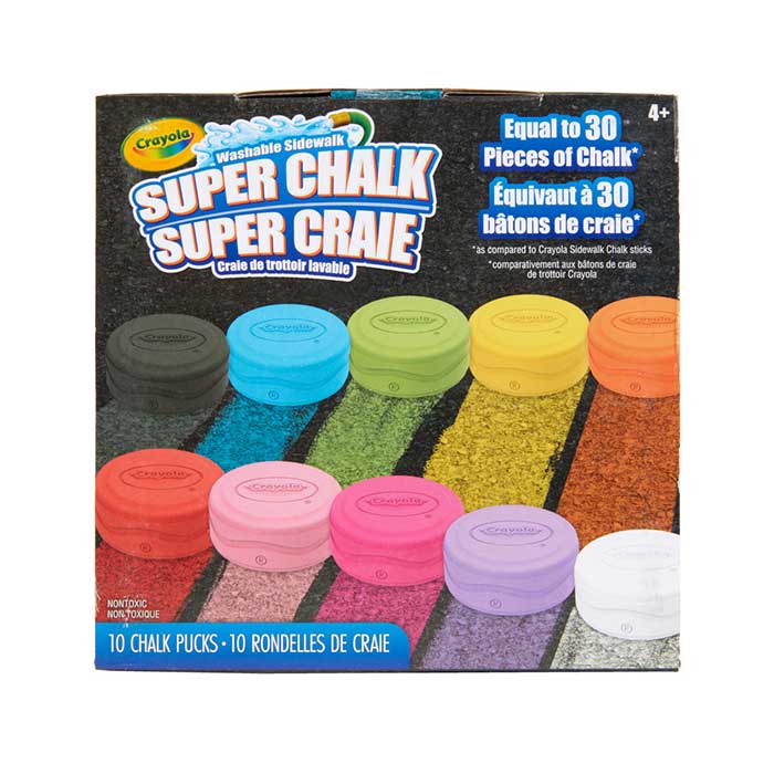 Washable Sidewalk Super Chalk, 10 count. Front view.