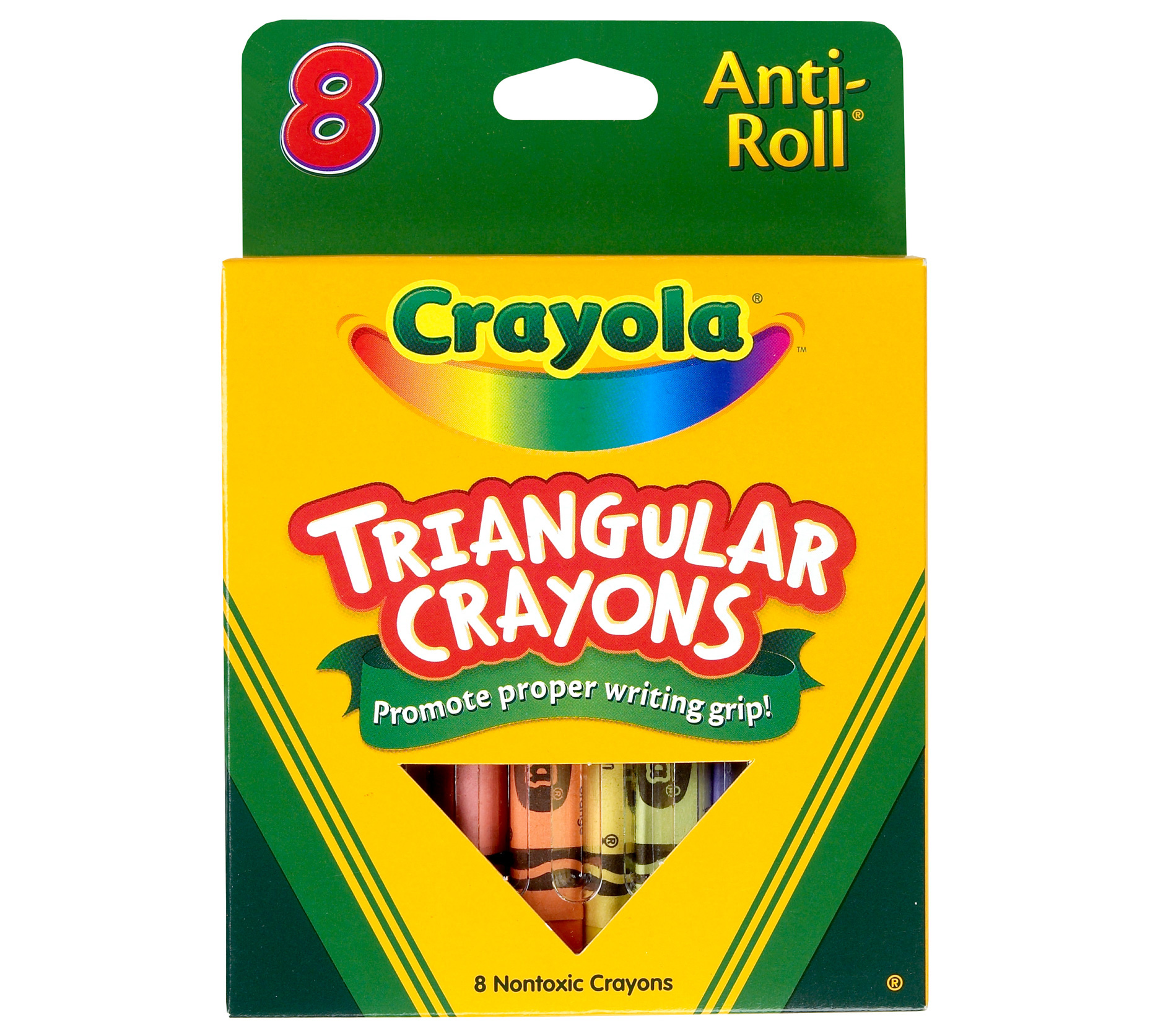 Anti-Roll Triangular Crayons 8 ct.