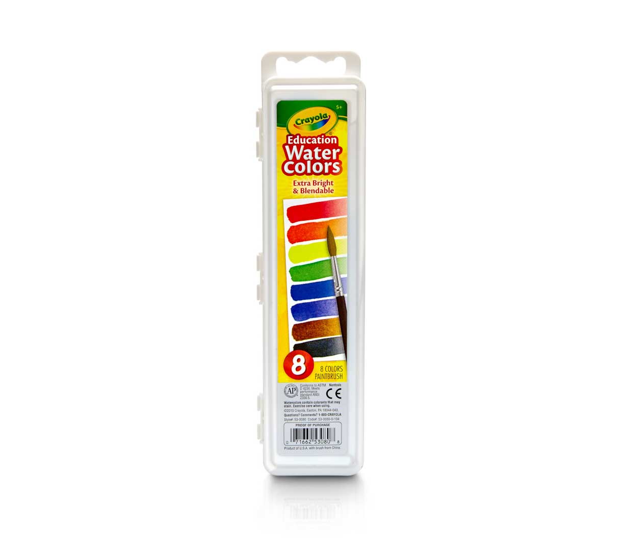 Semi-Moist Watercolor Paints  8 count front view.