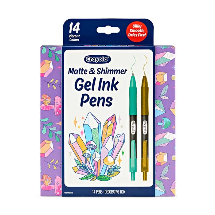 Matte & Shimmer Gel Ink Pens, 14 Pens front view.