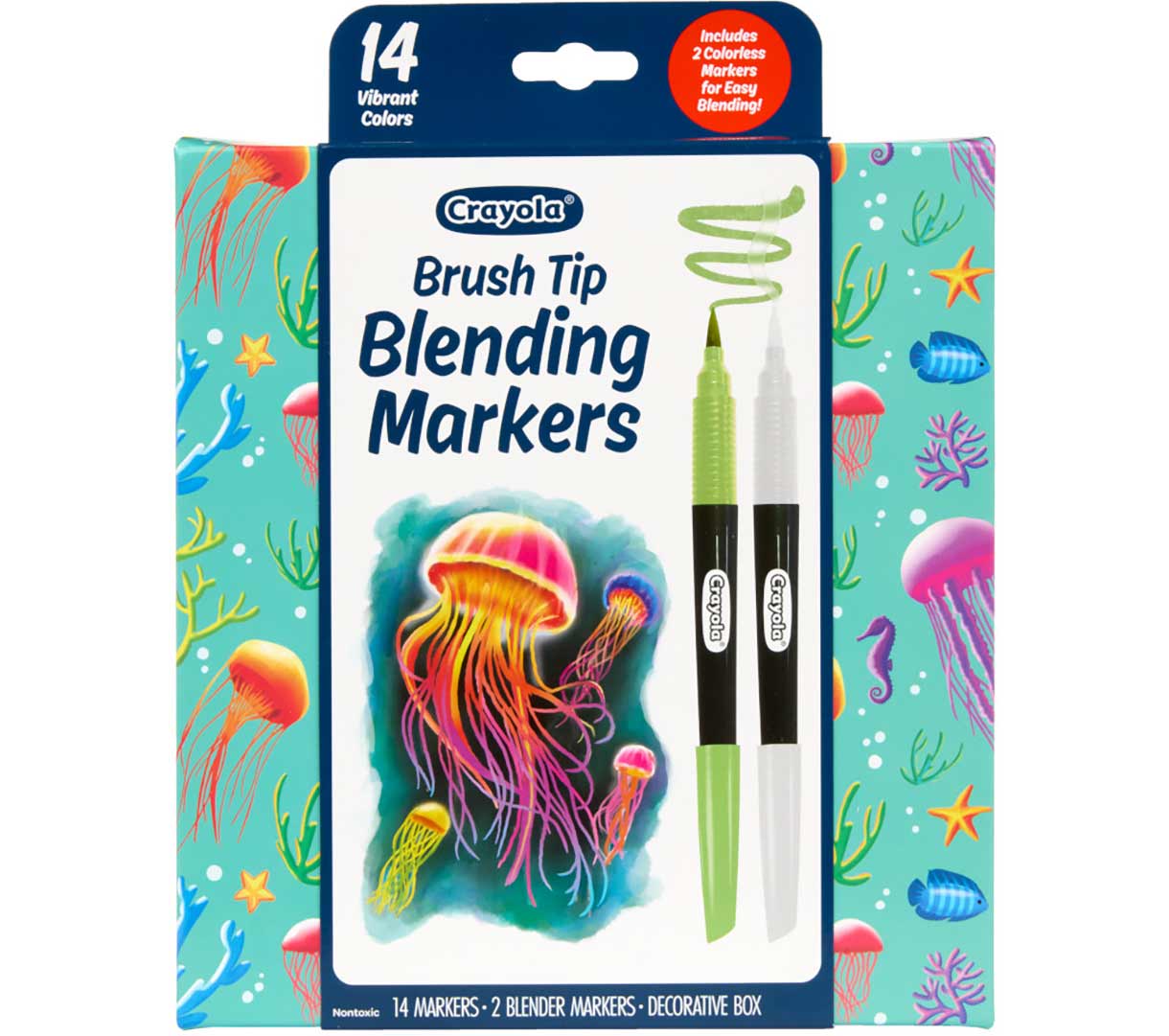 Brush Tip Blending Markers  16 count. front view.