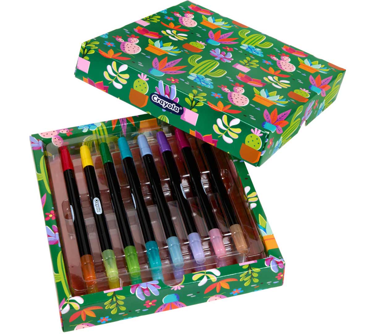 Brush & Detail Dual Ended Markers. 16 count. open box with first layer of markers.