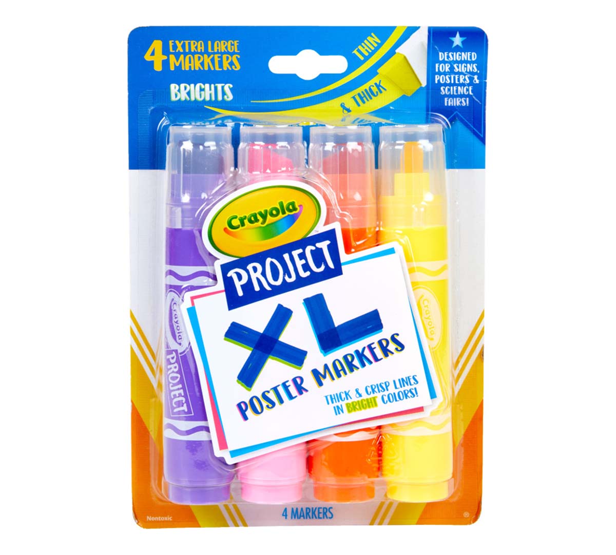 Project XL Poster Markers Bright Colors  4 count front view.