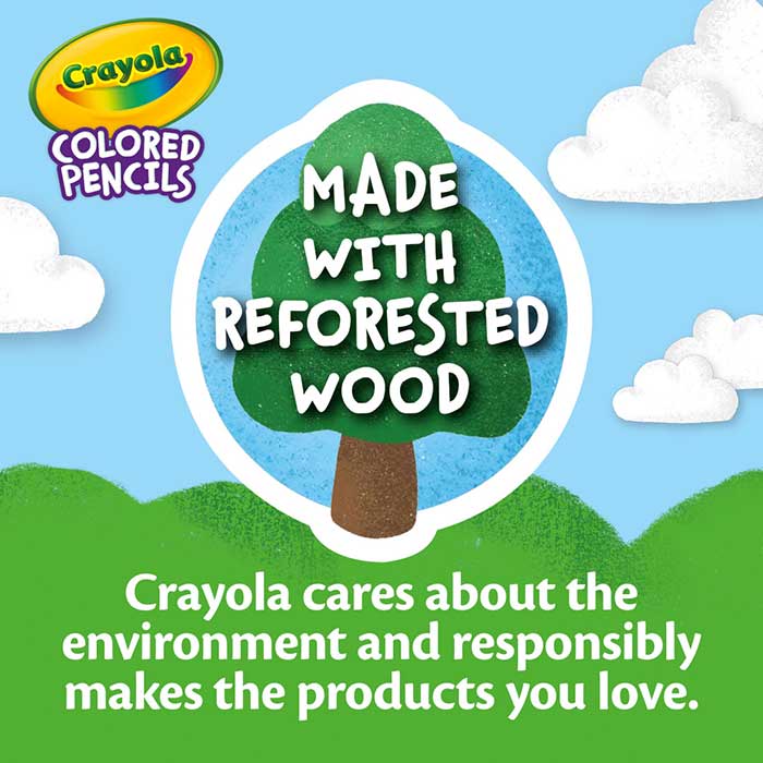 Classic & Colors of the World Colored Pencils, 150 Count. Made with reforested wood. Crayola cares about the environment & responsibly makes the products you love.