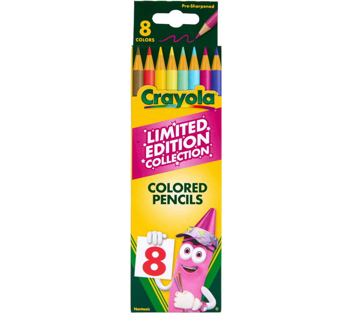 Limited Edition Retired Colored Pencils, 8 Count, front view.