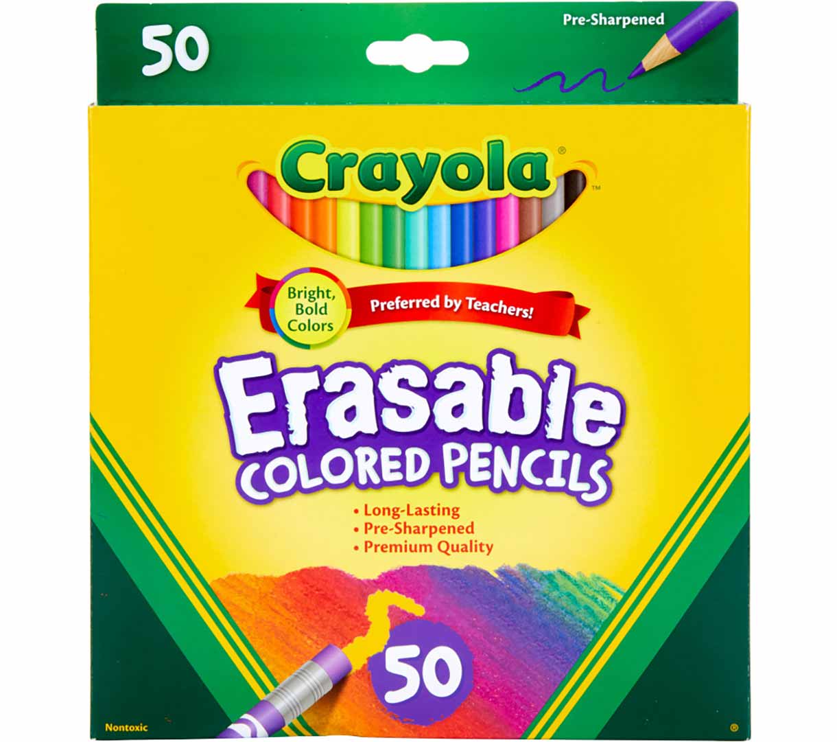Erasable Colored Pencils  50 count front view.