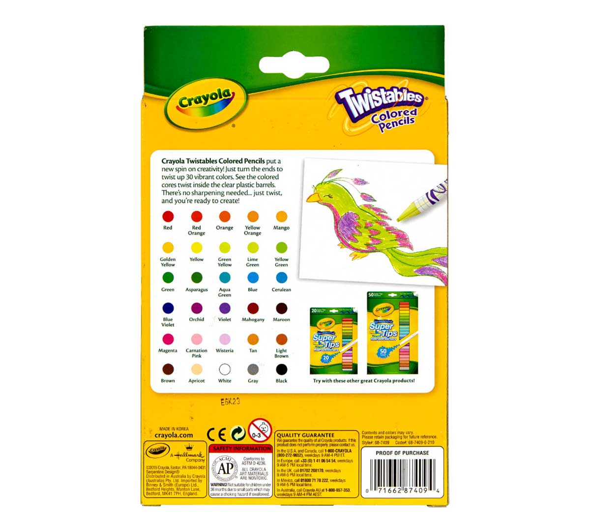 Crayola Twistables Colored Pencils  30 Count Back View of Box