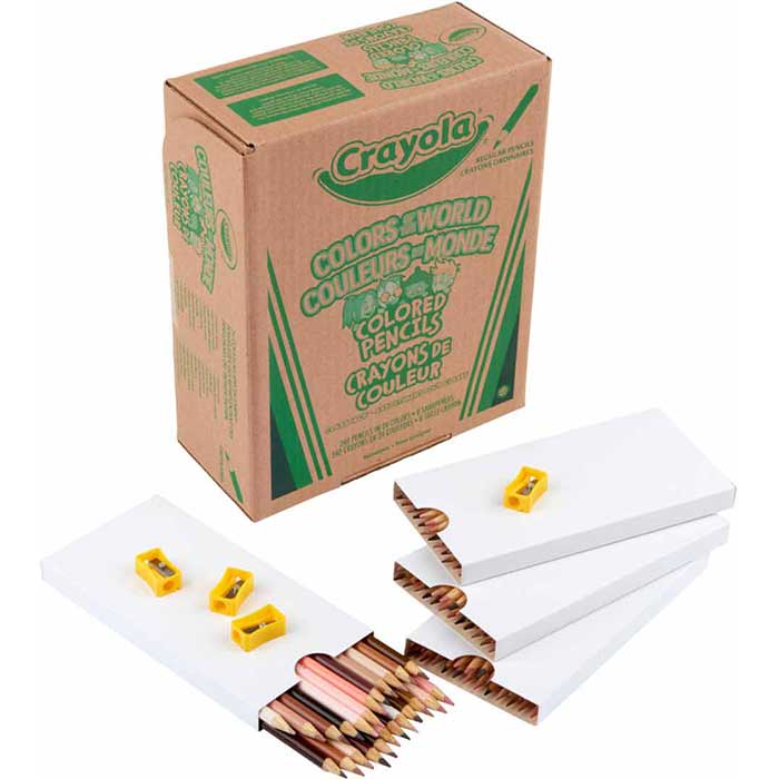 Colors of the World Classpack, Skin Tone Colored Pencils, 240 Count, 24 Colors. Contents and packaging.