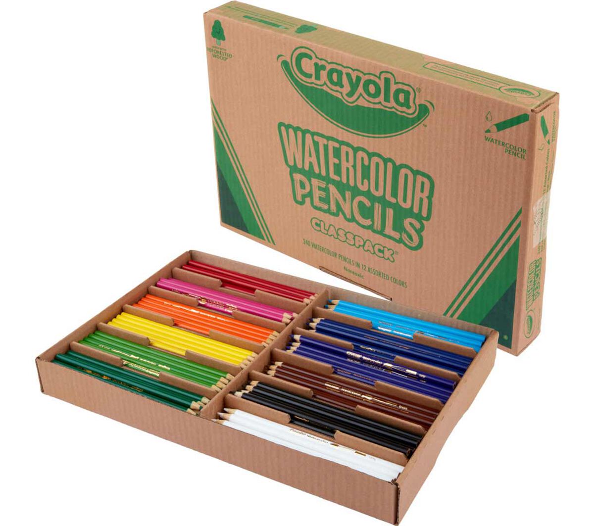 Watercolor Pencils Classpack 240 count with 12 colors. Contents with packaging.