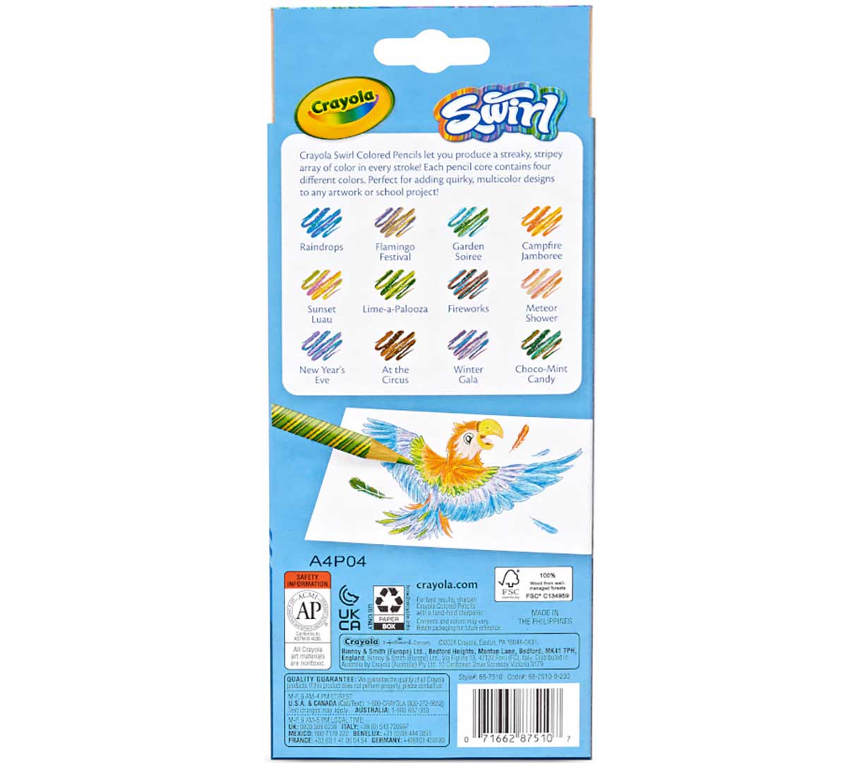 Swirl Colored Pencils  12 count. Back view.