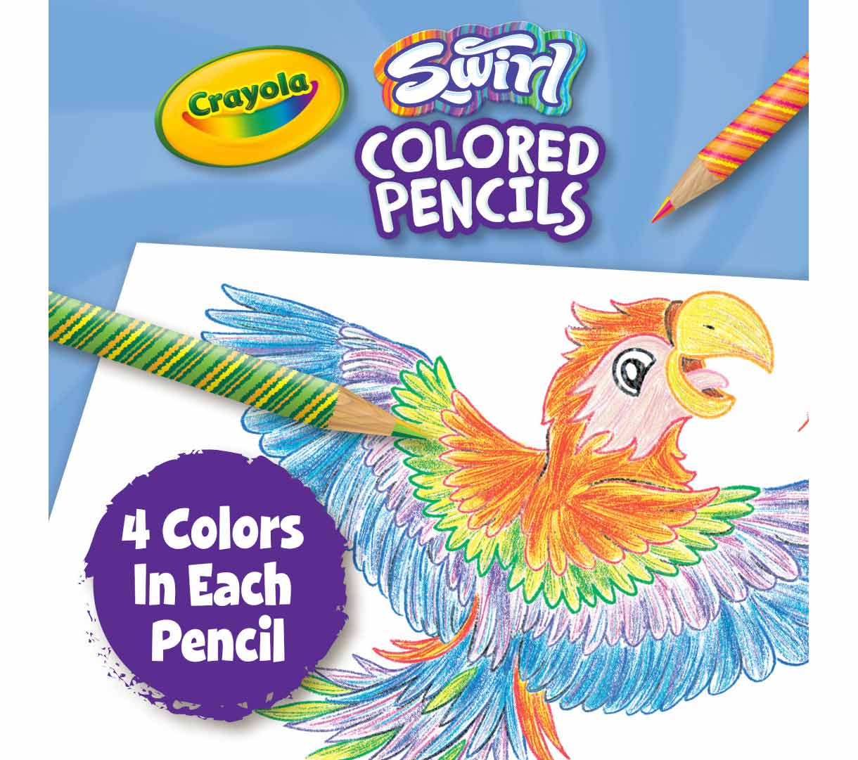 Swirl Colored Pencils  12 count. 4 colors in each pencil