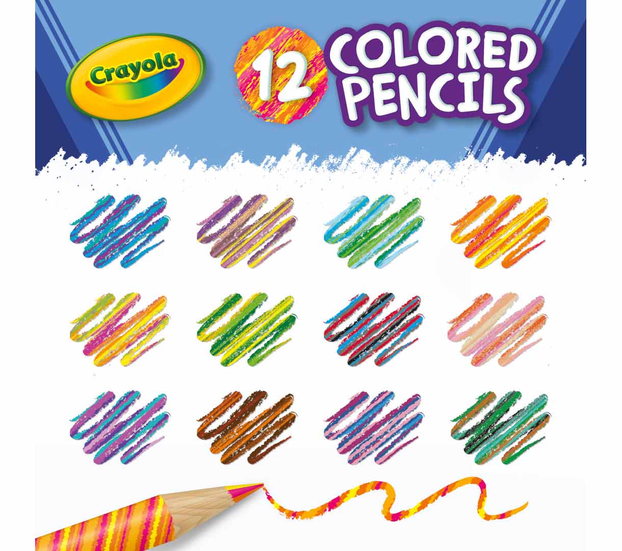 Swirl Colored Pencils  12 count. 12 colored pencils color swatches.