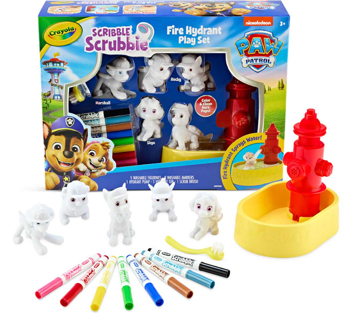 Scribble Scrubbie Paw Patrol Fire Hydrant play set. Packaging and contents.