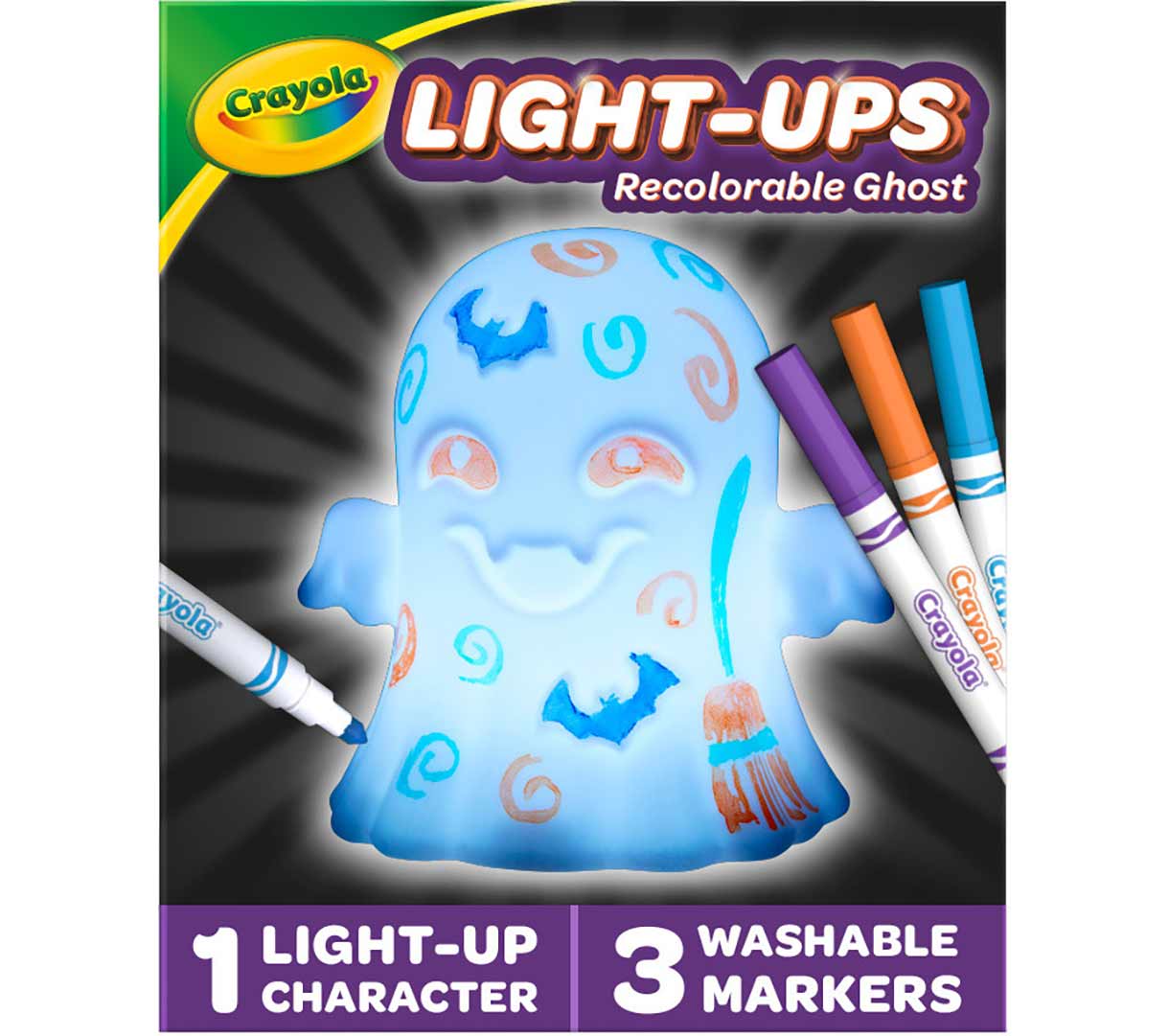 Light-Ups Recolorable Ghost. 1 light-up character  3 washable markers