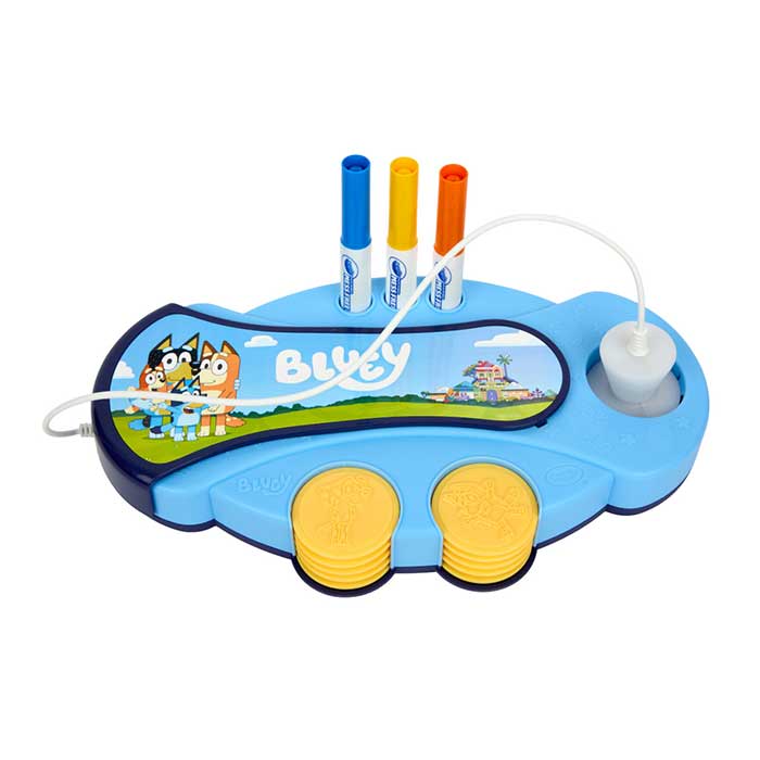 Color Wonder Mess Free Stamper Set, Bluey stamper unit with ink pad cover in place.