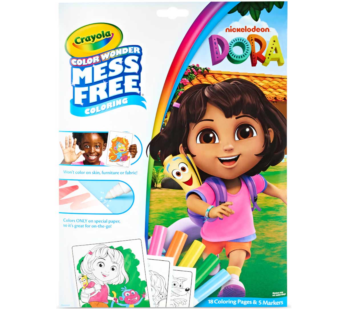 Color Wonder Mess free Dora the Explorer coloring pages & markers front view