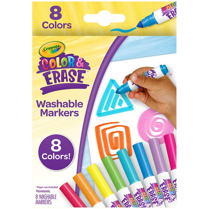 Color and Erase Washable Refill Markers, 8 count front view.