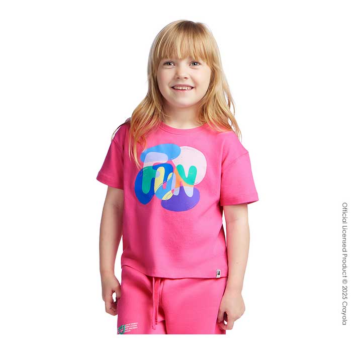 Color Lab Toddler and Kids Graphic T shirt. Wild Strawberry front view.