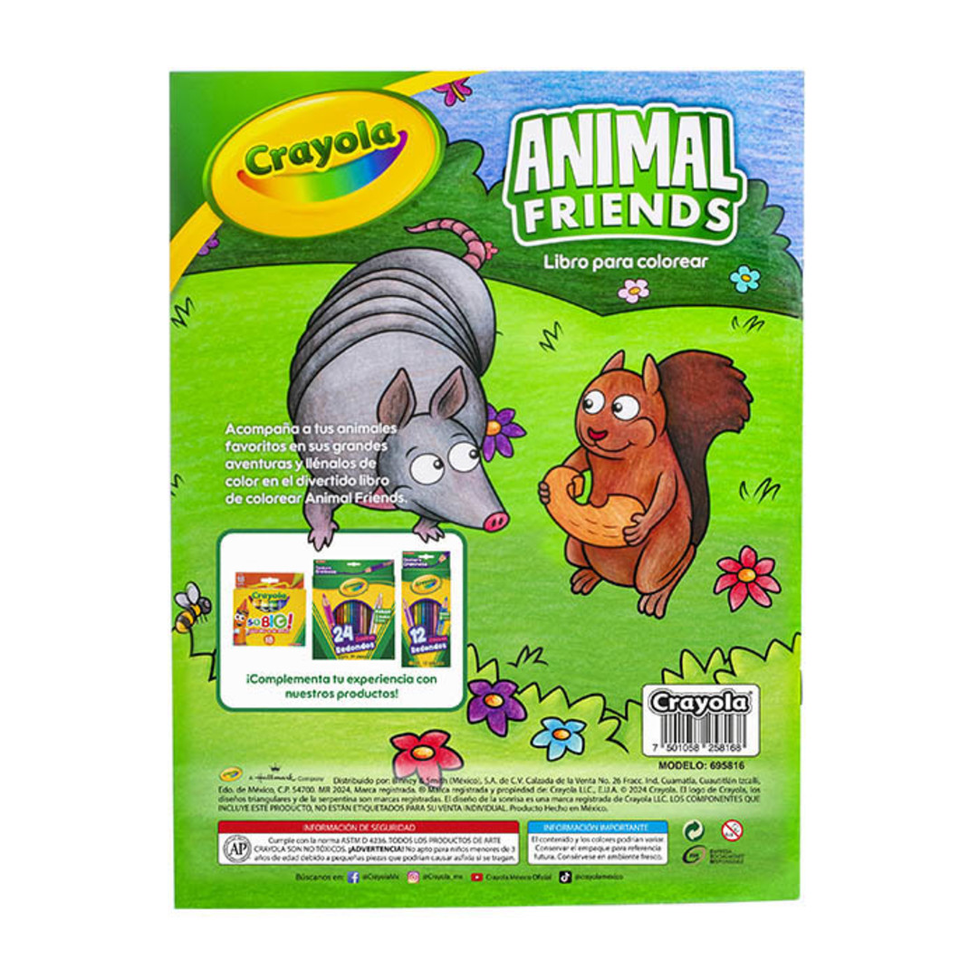 Libro para Colorear Animal Friends 16 pg Back view
