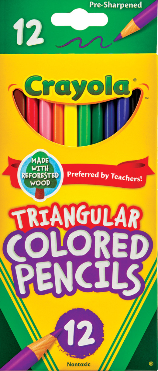 12 Full Size Triangular Colored Pencils Front view