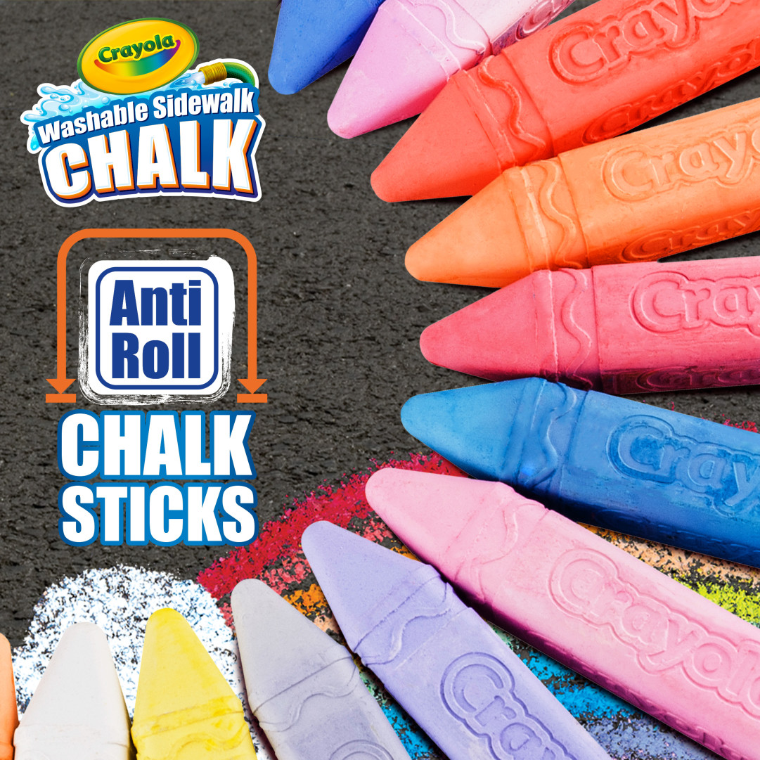 Crayola® 12 Washable Sidewalk Chalks anti roll chalk sticks.