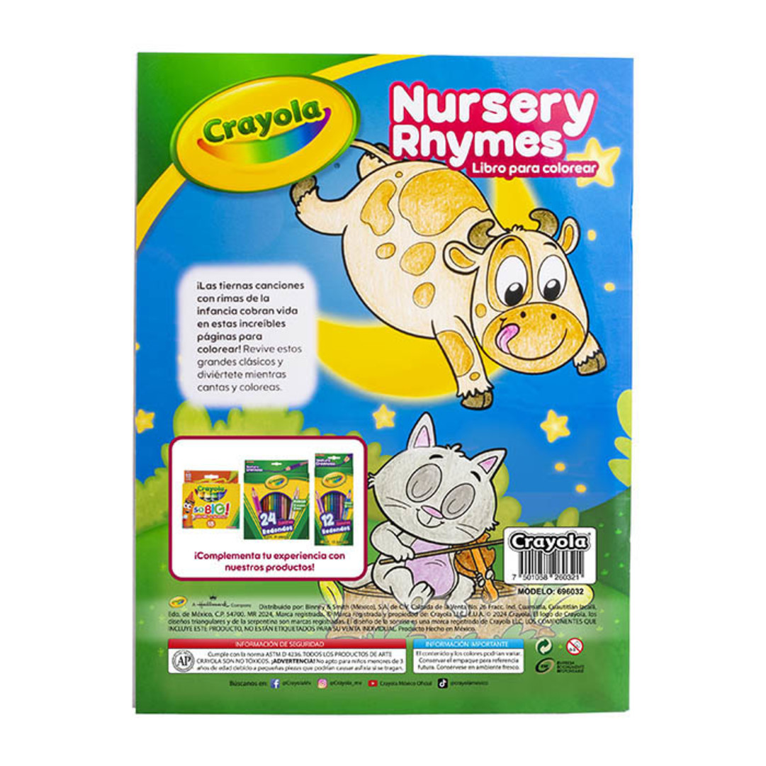 Libro para Colorear Nursey Rhymes 32 pg Back view