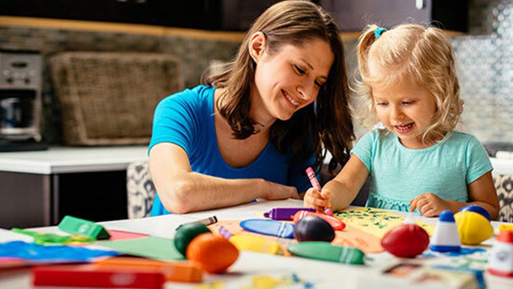 Mother and daughter coloring.