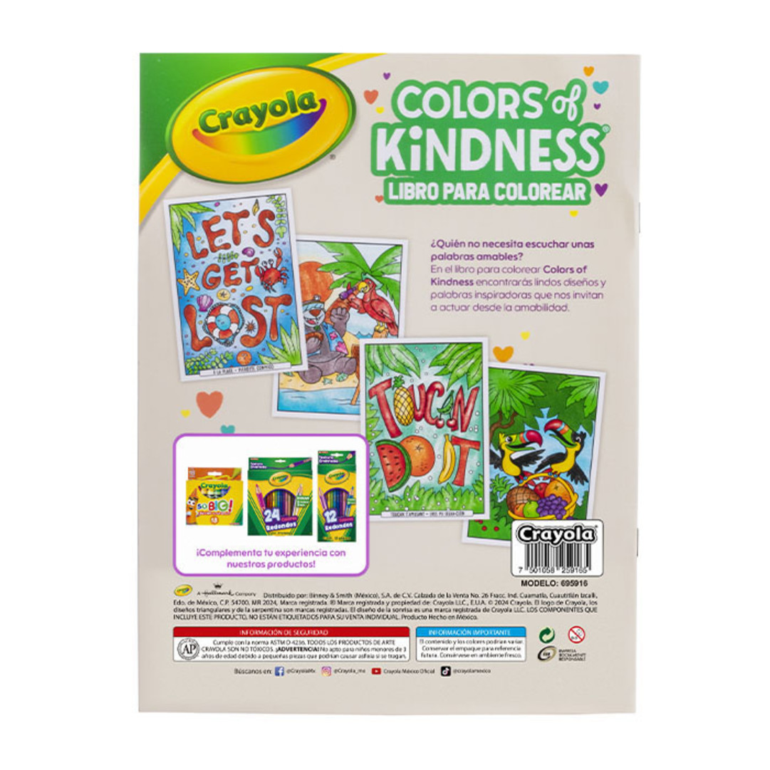 Libro para Colorear Colors of Kindness 16 pg Back view