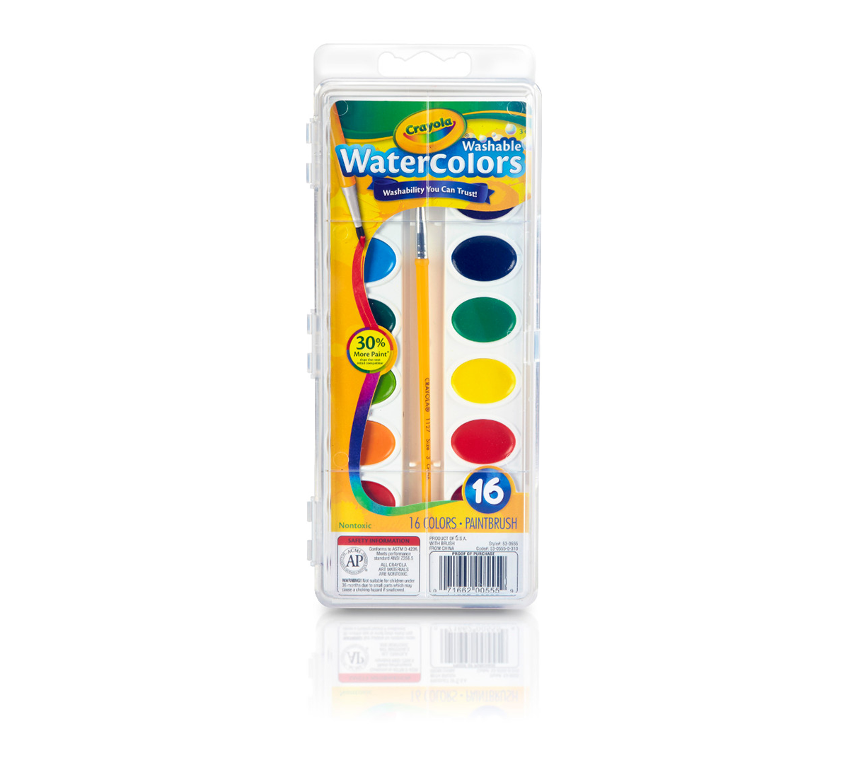 Washable Watercolors  16 Count Front View